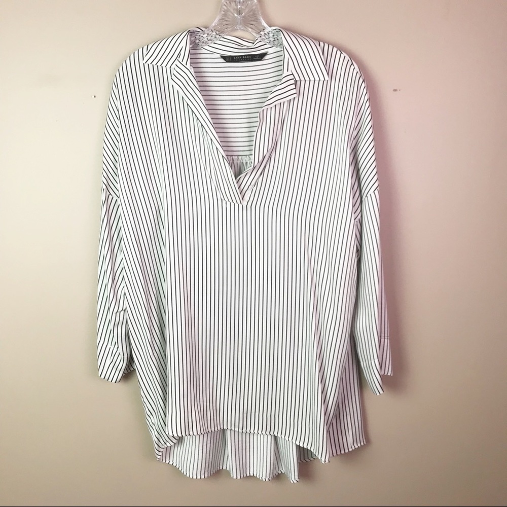 Zara black and white stripped blouse size Small